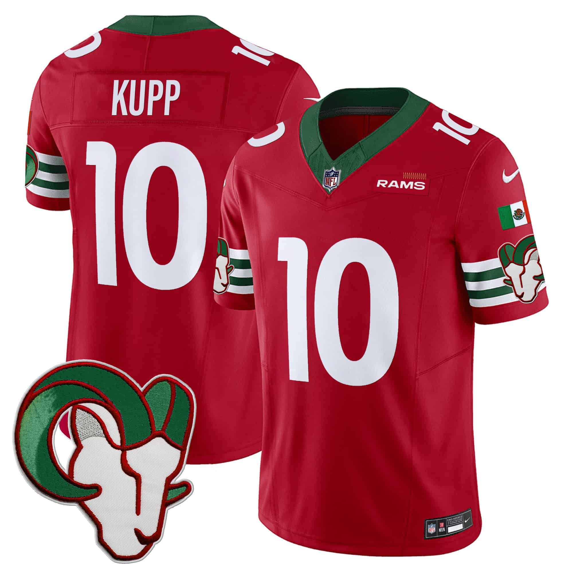 Men Los Angeles Rams #10 Kupp Red 2024 Nike Mexico Vapor Limited NFL Jersey style 1